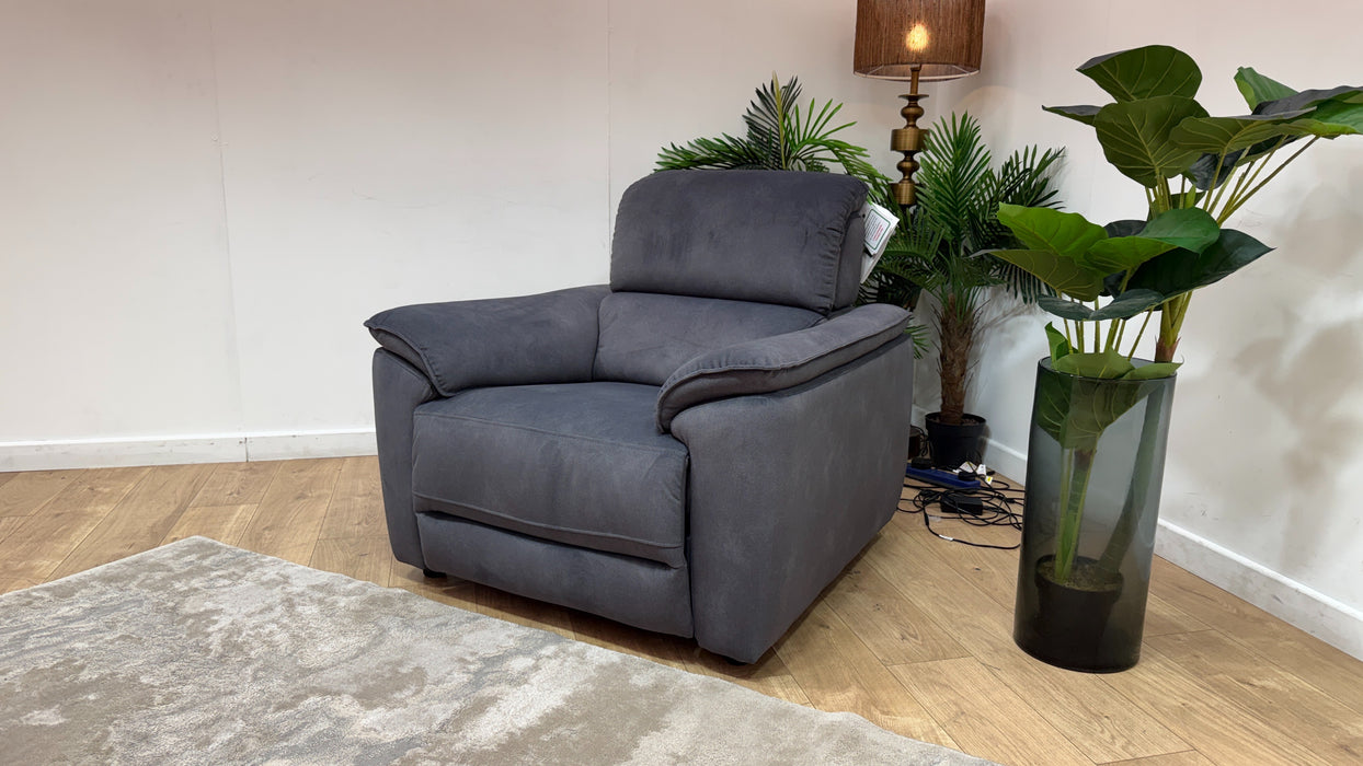 Sofology Hugo Fabric Chair Power Recliner/Headrest in Lifestyle Flecked Charcoal