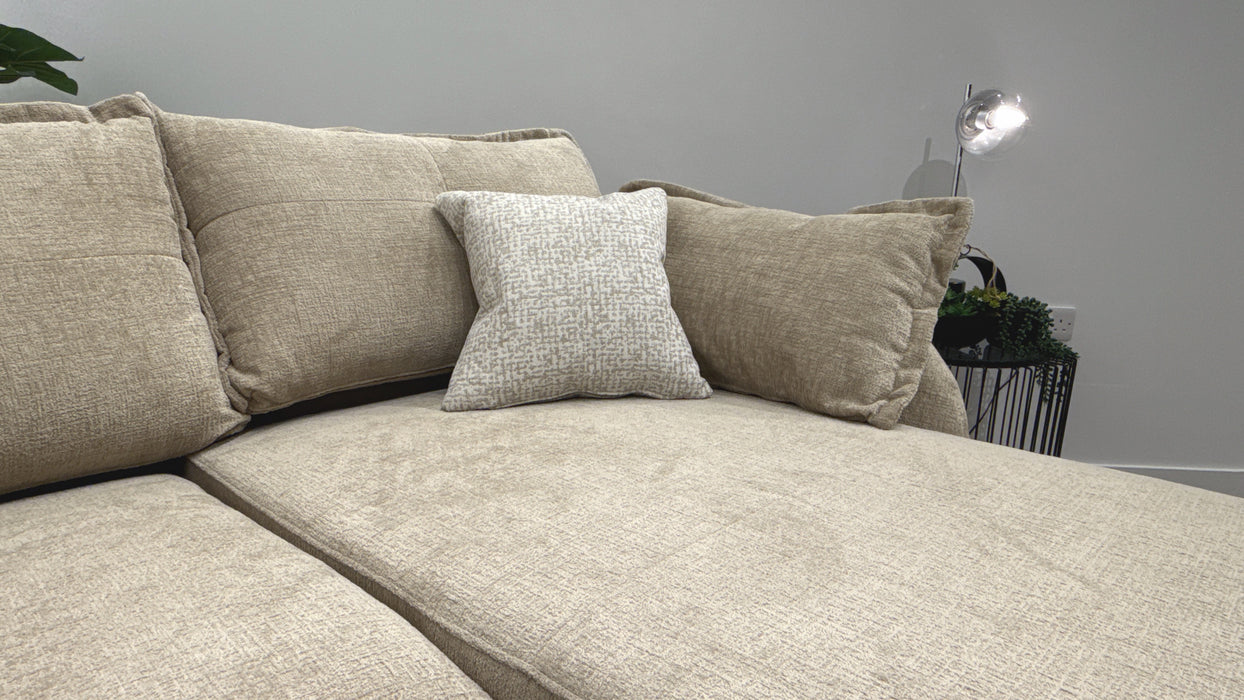 Sofology Portobello Fabric Chaise 3 Seater Foam Seats with Storage in Teddy Chenille Natural Mix