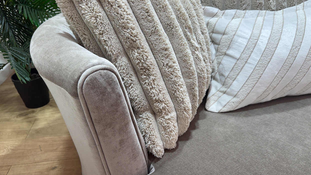 Sofology Oscar Fabric Large Swivel Chair in Fine Textured Chenille Stone Mix