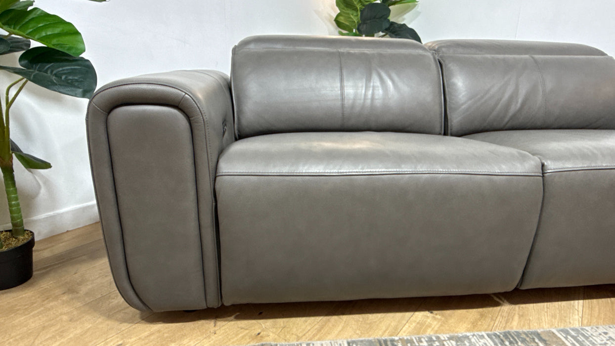 Sofology Premiere Leather 2.5 Seater Power Recliner/Headrest in Trusty Embossed Grey