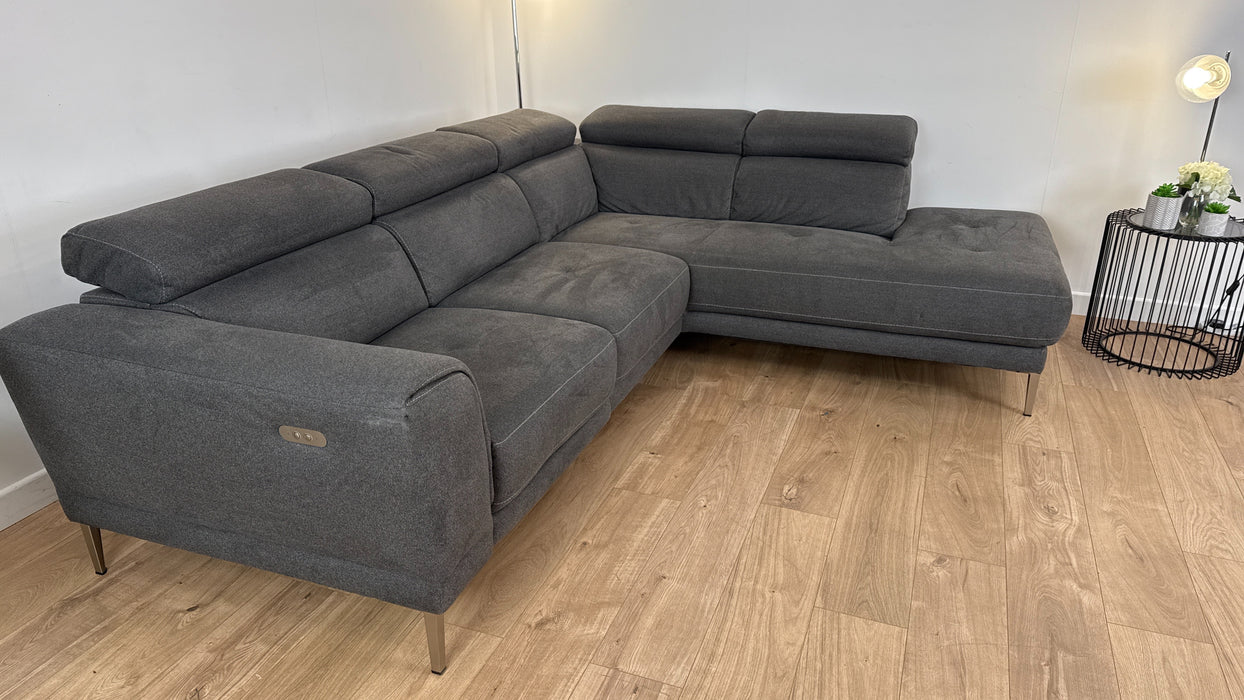 Venezia 2 Corner 1 Power Reclining Open Terminal Sofa - Fabric Sofa - Cappuccino