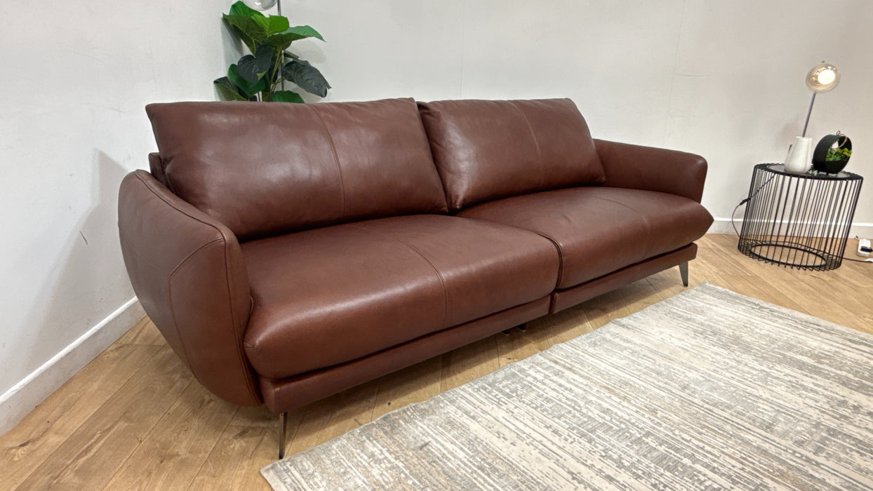 Sofology Adler Leather 4 Seater Split in Relaxed Soft Brown