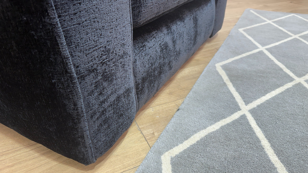 Sofology Bellagio Accent Chair Reversible Feather Flex Seat in Chunky Luxe Chenille Ebony