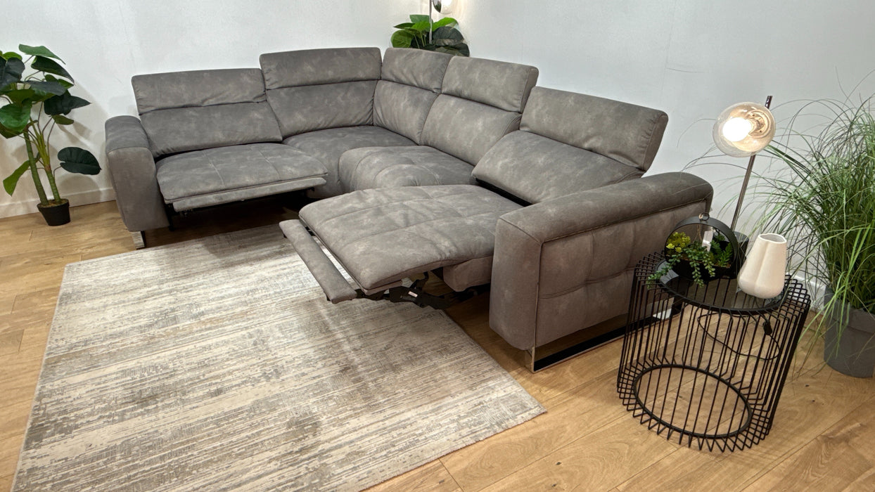 Sofology Marvella Fabric 1.5 Corner 3 Power Recliner/Headrest in Lifestyle Flecked Mocha