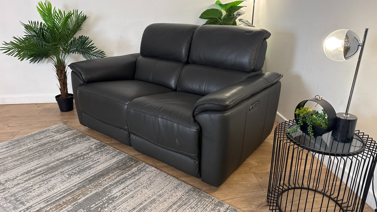 Sofology The Hugo 2 Seater Recliner in Trusty Embossed Leather Charcoal