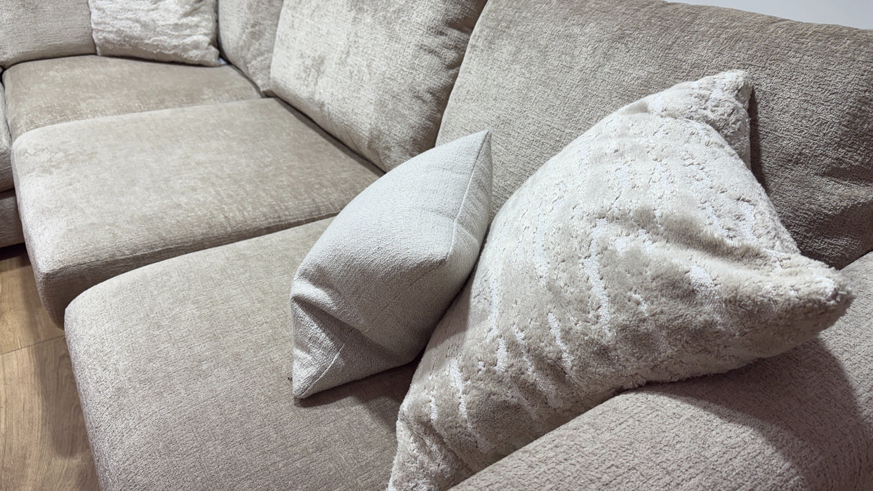 Sofology Majestica Fabric Chaise 1 Corner 3 in Teddy Chenille Natural Mix