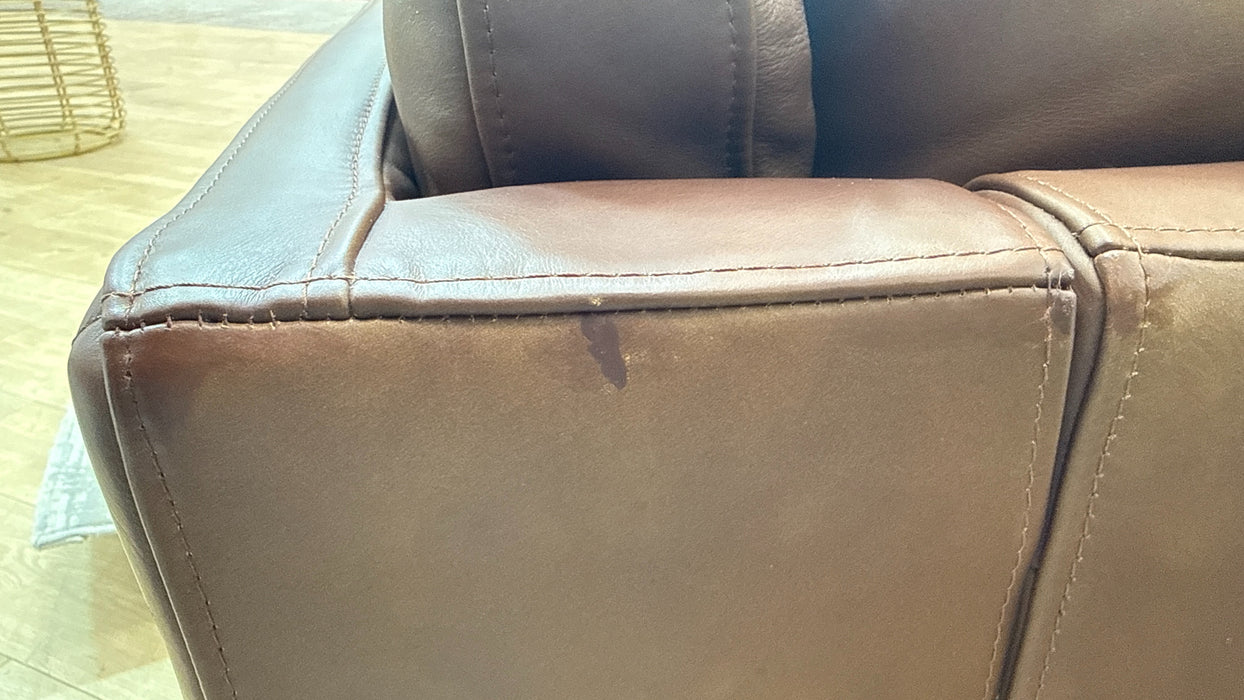 Sofology Muse Leather Loveseat in Relaxed Matt Espresso