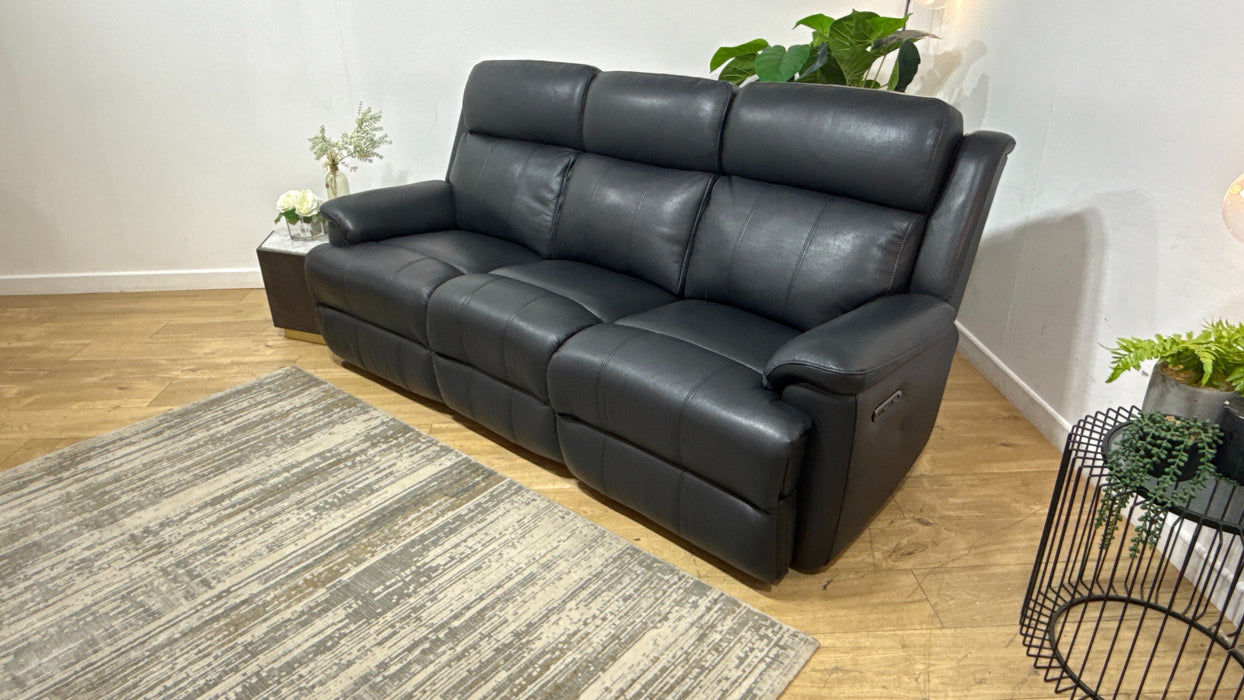 Sofology Gracie Leather 3 Seater Power Recliner/Headrest in Trusty Sheen Jet Black