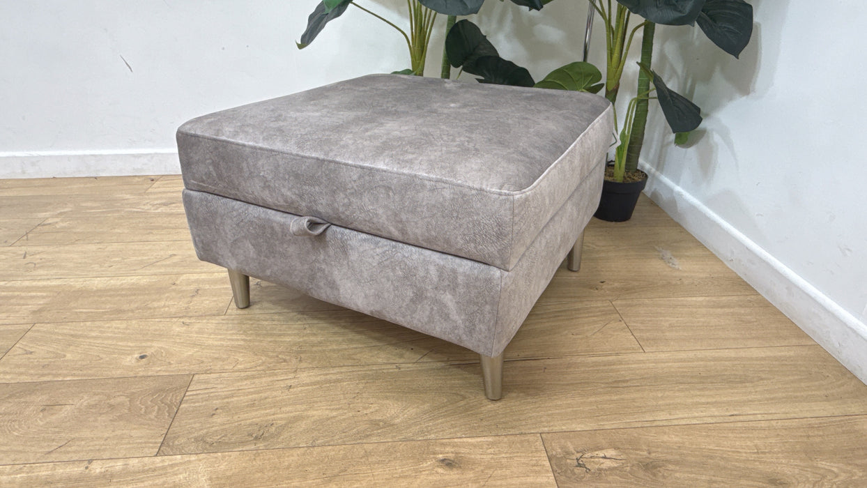 Sofology Hackney Fabric Storage Memory Foam Footstool in Lifestyle Dapple Silver