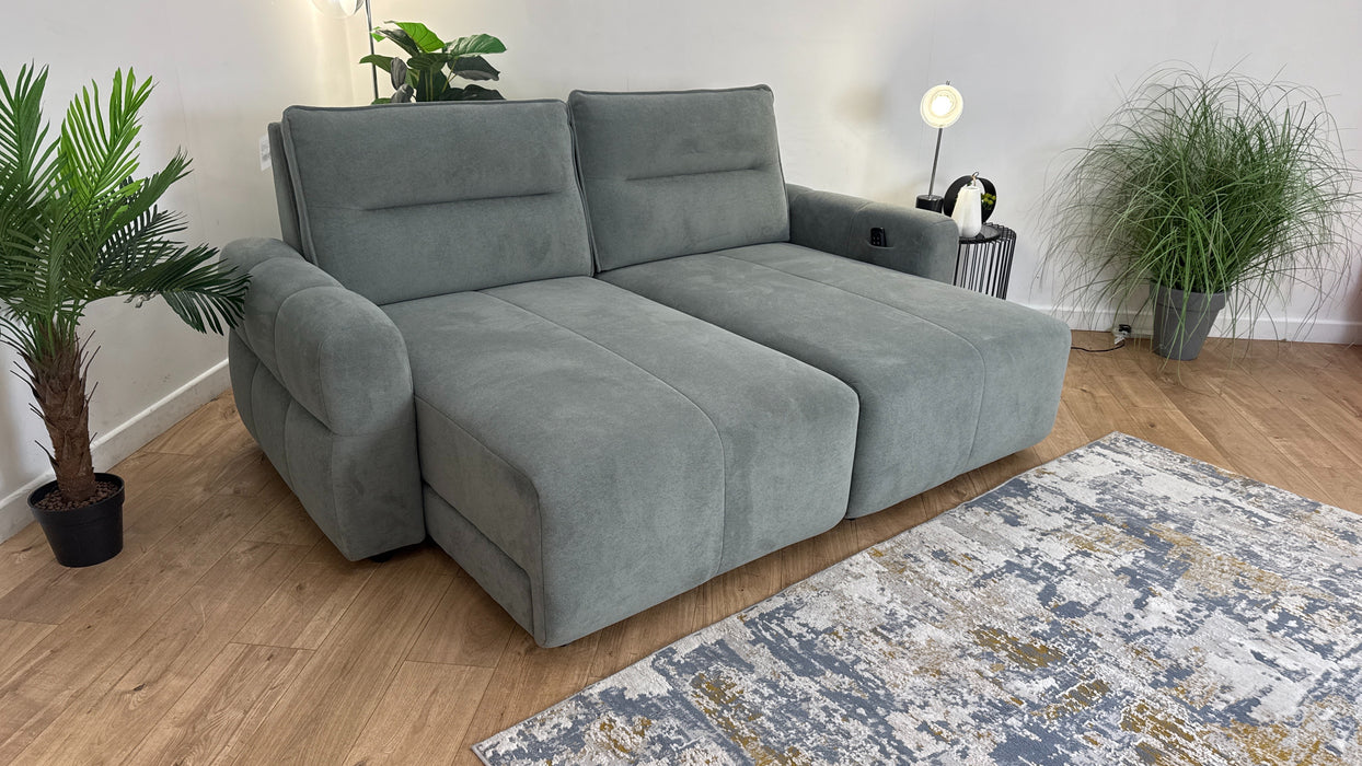 Sofology Sanctuary Fabric 3 Seater Double Power Chaise Motion Back in Soft-Sherpa Seafoam