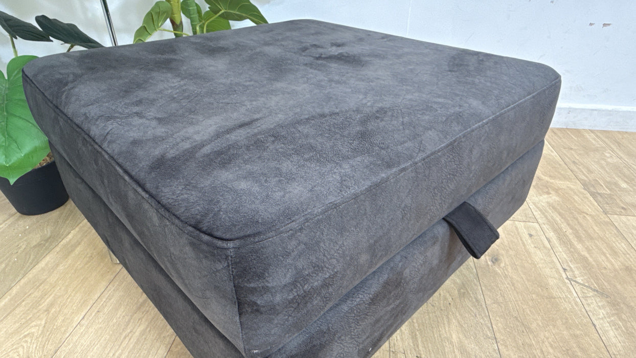 Sofology Hackney Fabric Storage Memory Foam Footstool in Lifestyle Dapple Anthracite