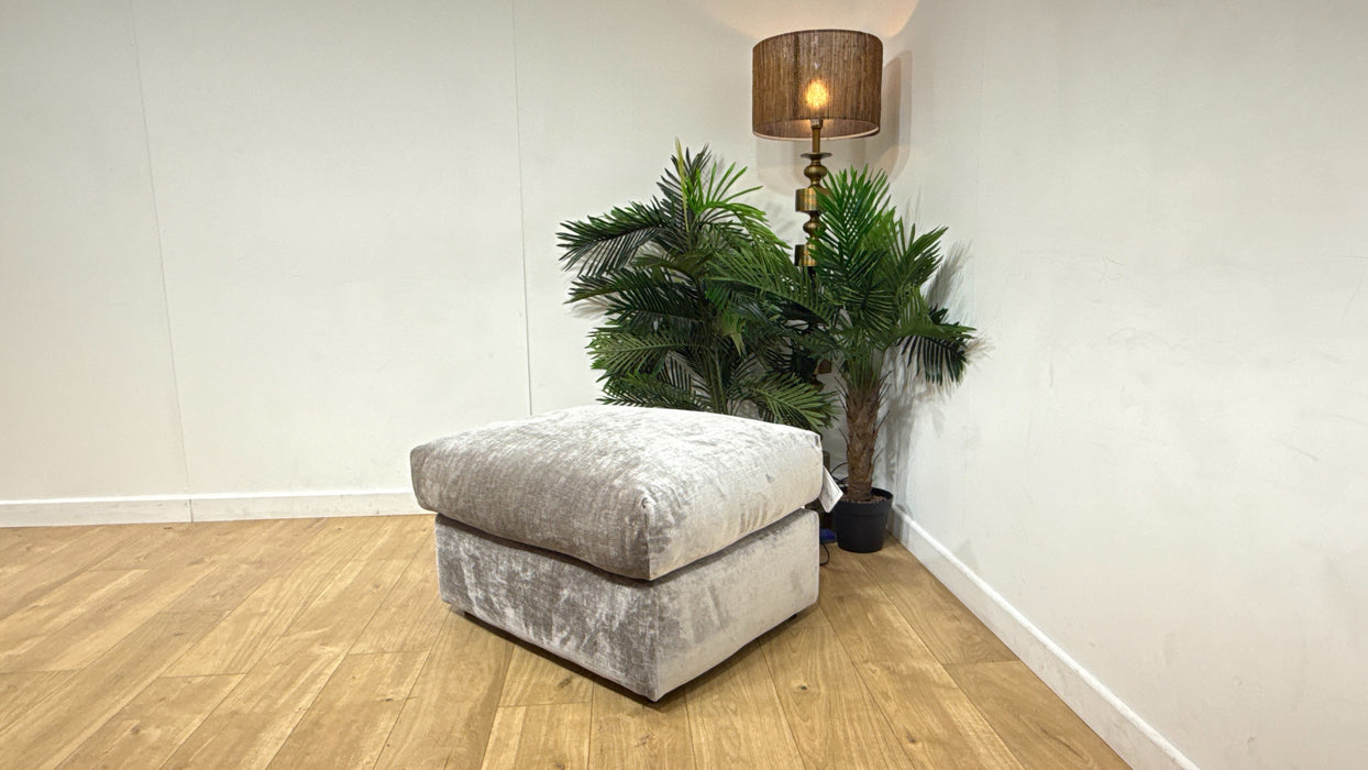 Sofology Georgio Fabric Designer Footstool Feather Flex in Luxe Chenille Pewter