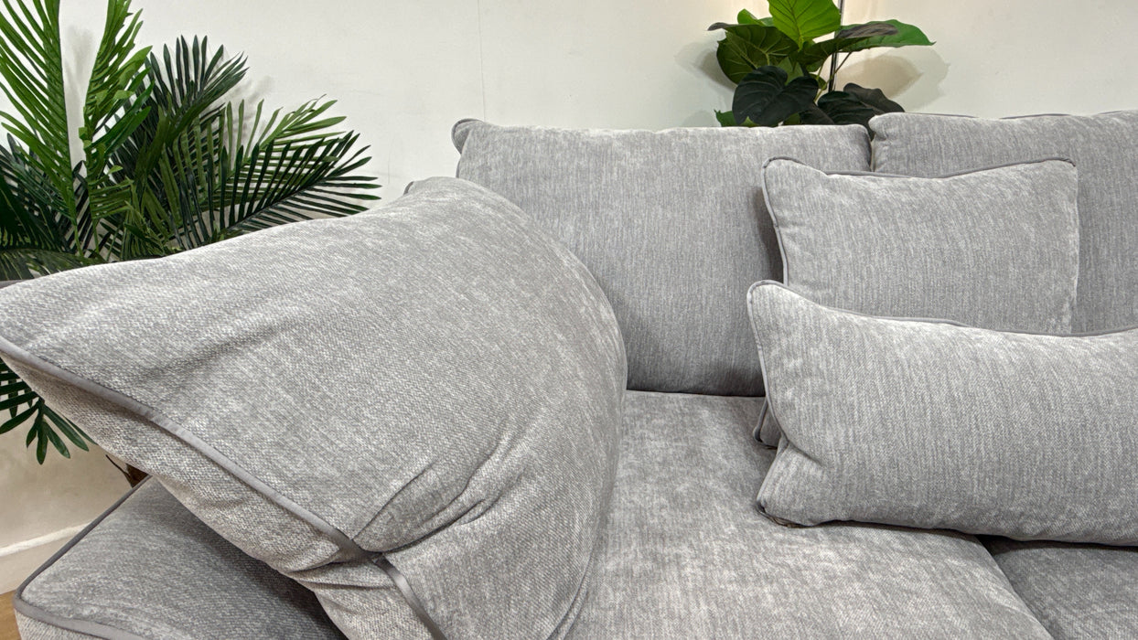Sofology Georgio Fabric 2 Seater Feather Flex Seats in Lifestyle Plush Chenille Silver Mix