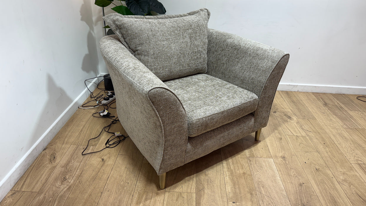 Sofology Scintillate Fabric Chair in Basketweave Chenille Stone/Natural Mix