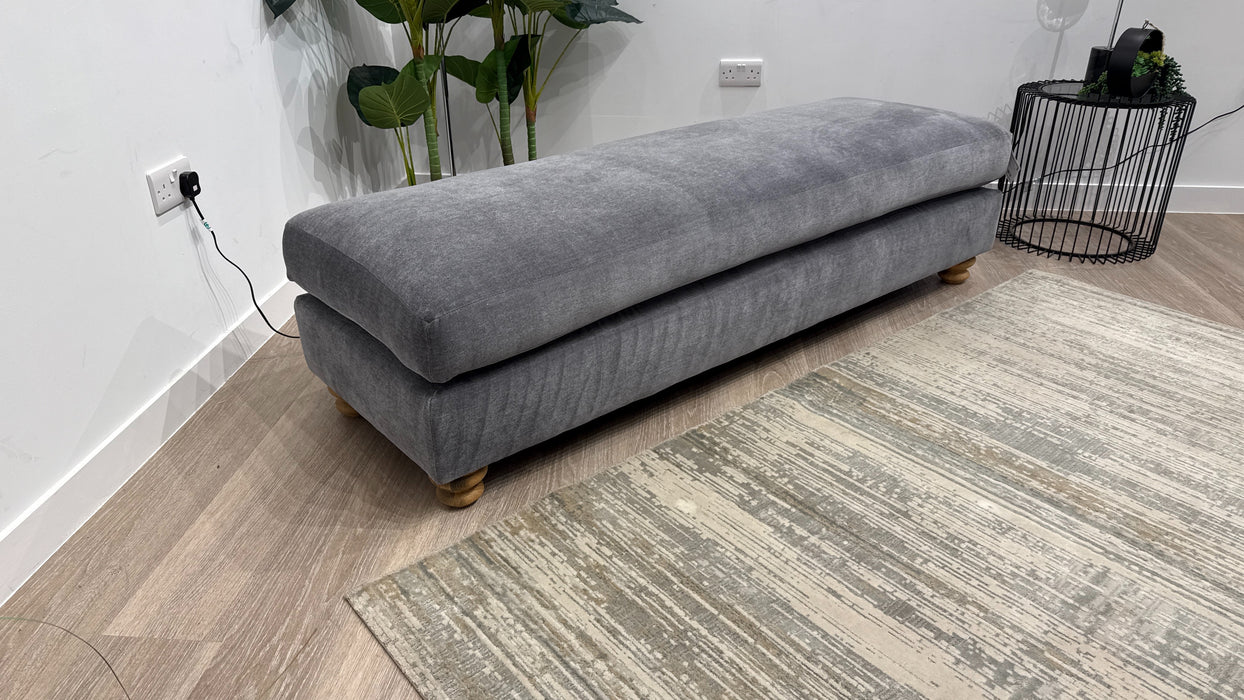 Sofology Hampton Fabric Large Storage Footstool in Soft Chenille Steel