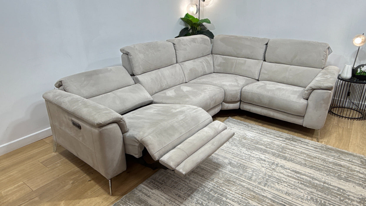 Sofology Illinois Fabric 2 Corner 1 Power Recliner/Headrest x 1 in Lifestyle Textured Grey