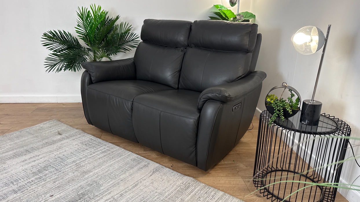 Sofology The Parker 2 Seater Reclining Sofa in Trusty Sheen Leather Charcoal