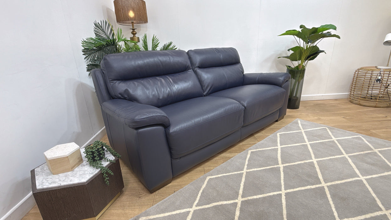 DFS Tristan Leather 3 Seater in Blue