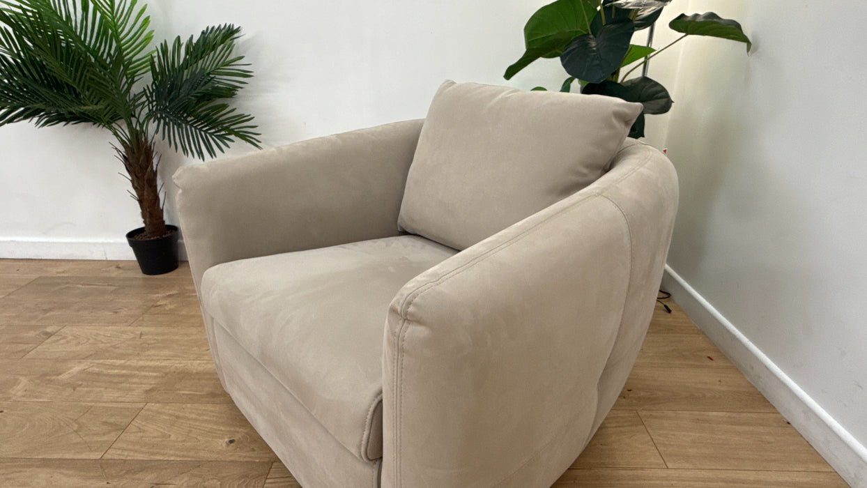 Sofology Marvella Fabric Swivel Chair in Lifestyle Nubuck Feel Stone