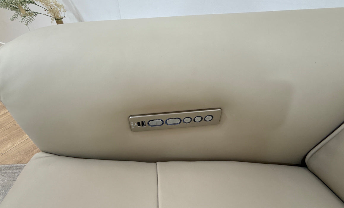 Sofology Riviera Leather 2.5 Seater Power Recliner/Headrest in Trusty Super Matt Stone