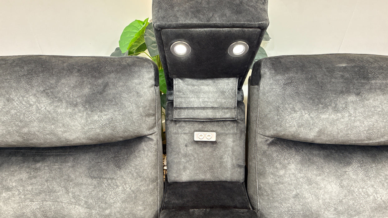 DFS Trek 2 seater Power Recliner with console in Charcoal