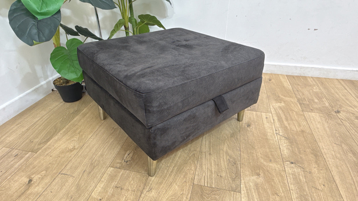 Sofology Hackney Fabric Storage Memory Foam Footstool in Lifestyle Dapple Anthracite