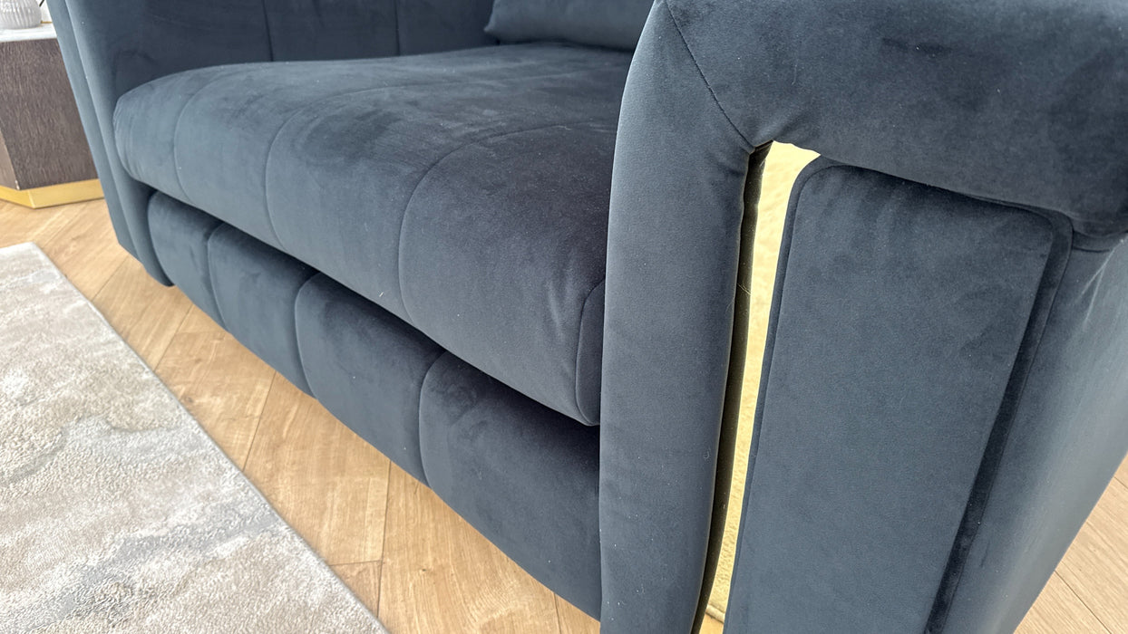 Sofology The Oscar Loveseat Gold Trim in Super Matt Velvet Black