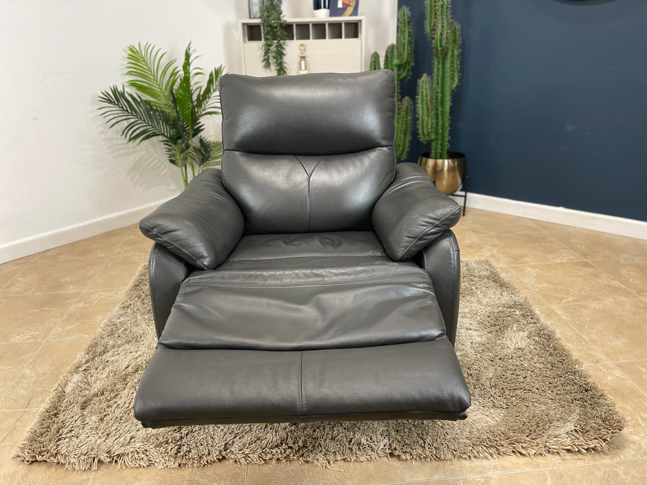 Albion Leather Chair Charcoal -  Manual Recliner (WA2)