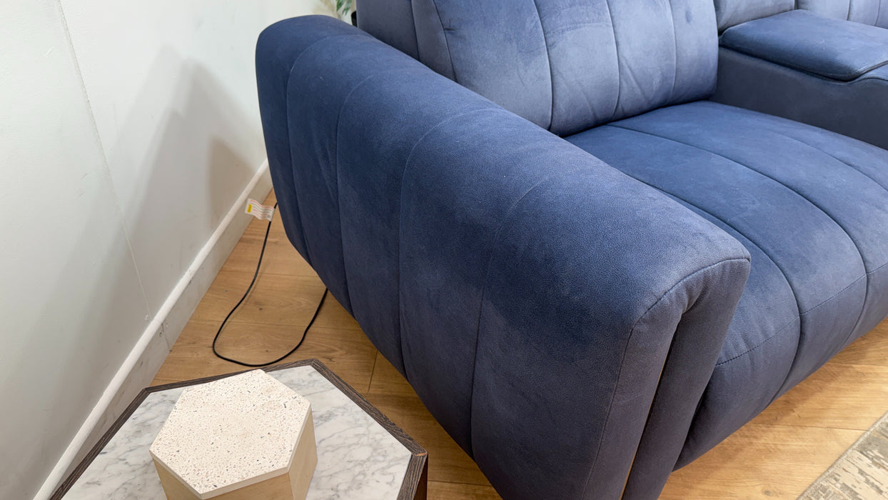 Sofology Paramount Fabric 2.5 Seater Console Power Recliner/Headrest Heated Seats Speakers in Lifestyle Flecked Navy