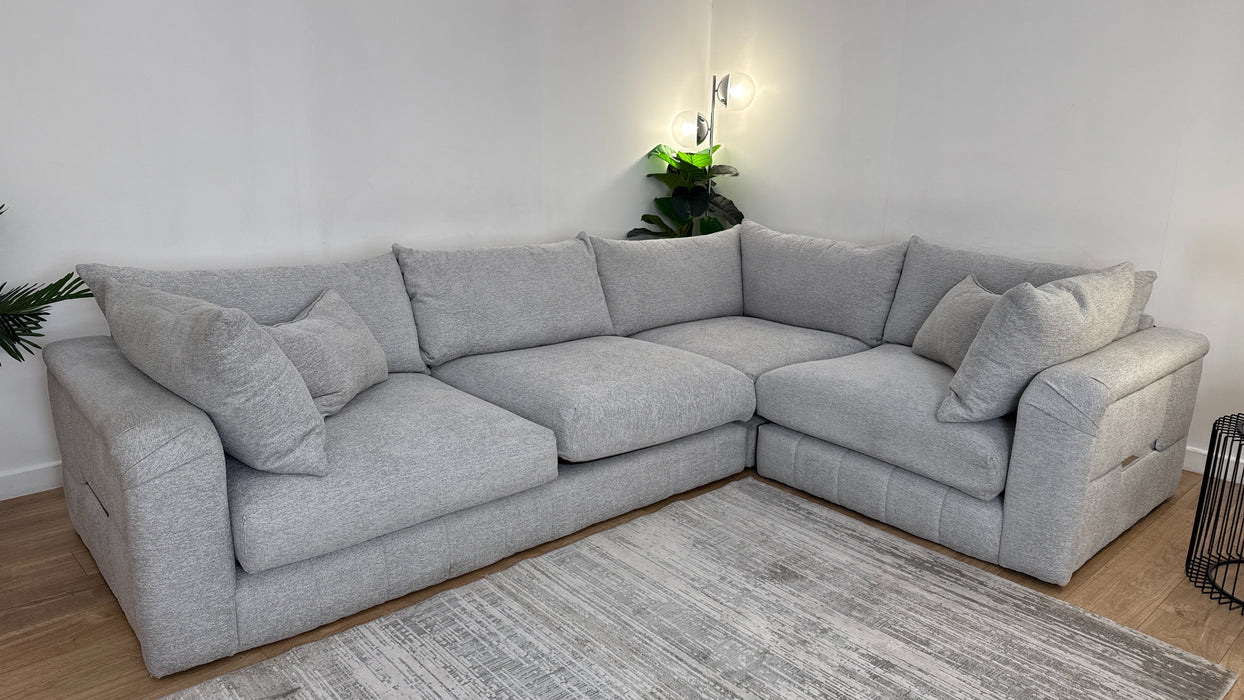 Sofology The Westwood 3 Corner 1 Fabric Sofa in Soft Boucle Silver Mix