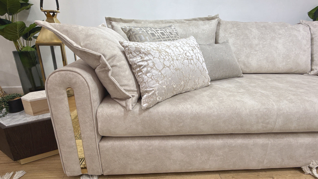 Sofology  Savoy 3 Corner 3  with Console Fabric Sofa in Lifestyle Dapple Marble
