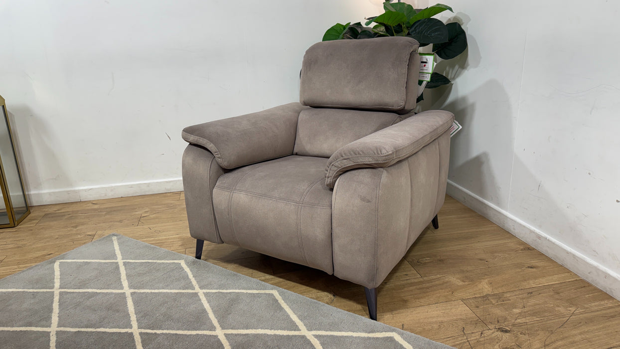 Sofology Bailey Fabric Chair Power Recliner/Headrest in Lifestyle Flecked Nutmeg