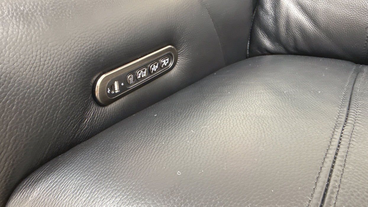 Sofology Allure Leather 2.5 Seater Screen Console Power Recliner/Headrest Heated Seats Lumbar Speakers in Trusty Embossed Jet Black