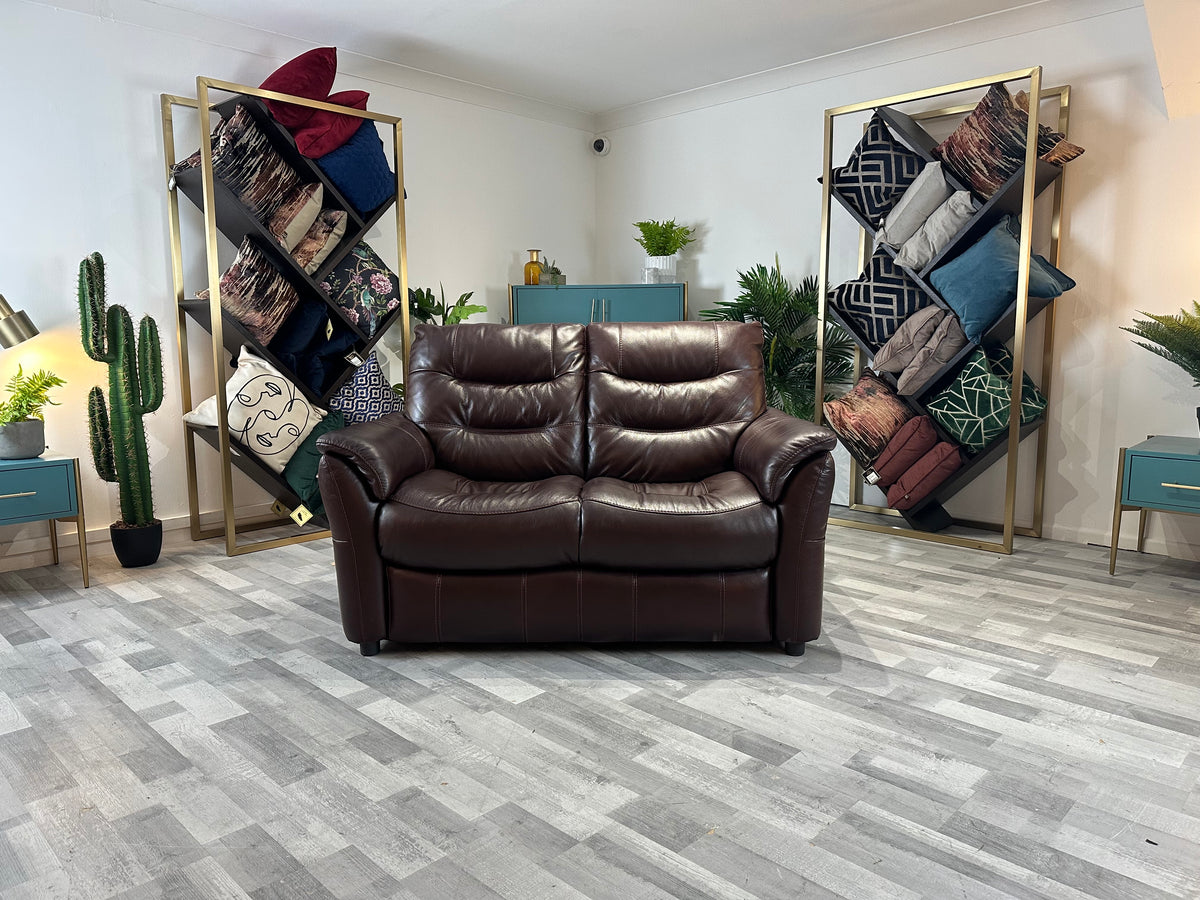 Brody 2 Seat Leather Sofa Metz Mahogany — The Sofa Clearance Outlet