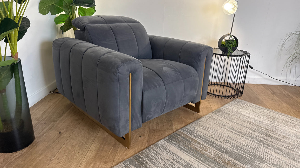 Sofology The Paramount Fabric Chair Power Recliner/Headrest Speakers in Lifestyle Nubuck Feel Charcoal