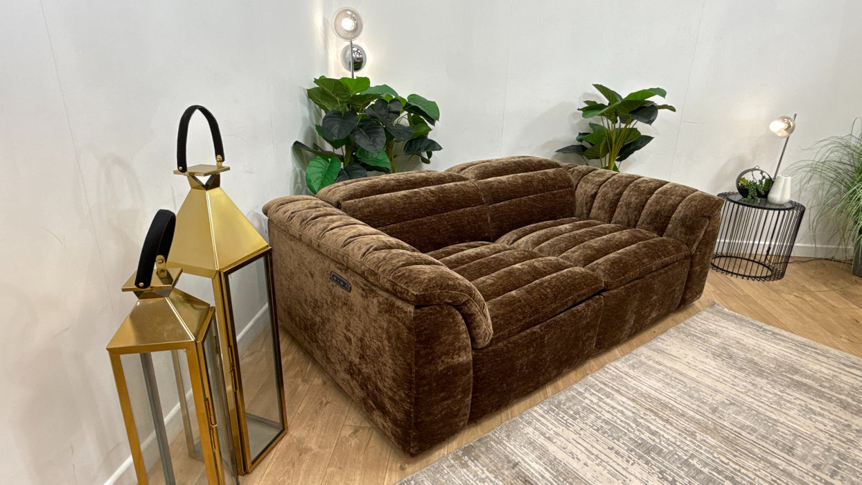 Sofology Olson 2 Seater Power Recliner/Headrest in Fabric in luxury Chenille Bark