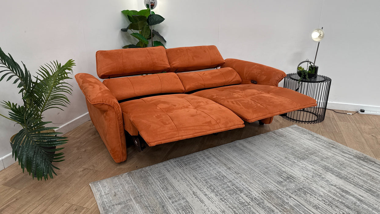 Sofology Cadenza Fabric 2.5 Seater Power Recliner/Headrest in Lifestyle Plush Burnt Orange