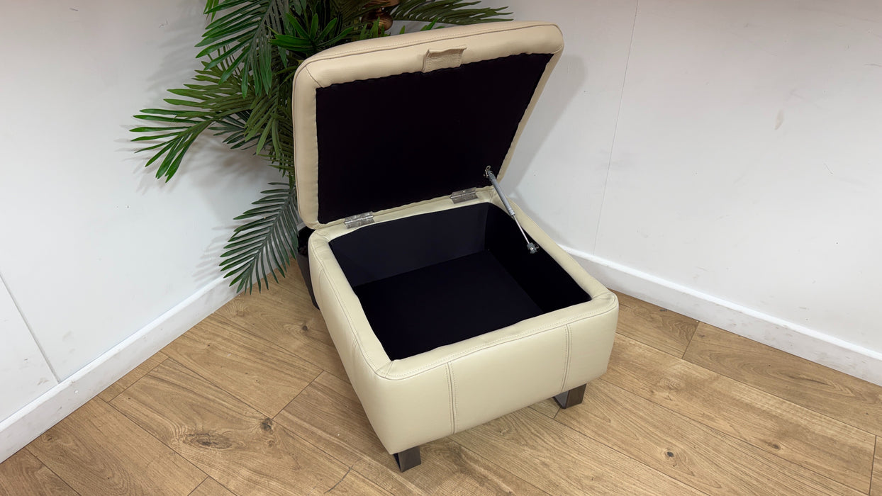 Sofology Ravello Leather Designer Storage Footstool in Trusty Embossed Bone China