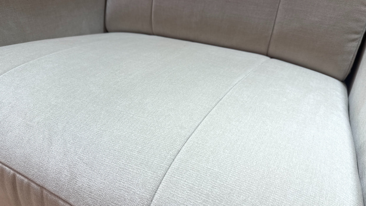 Sofology Lumiere Fabric 3 Seater Cinema Console Power Recliner/Headrest Gold Trim in Relaxed Chenille Cotton