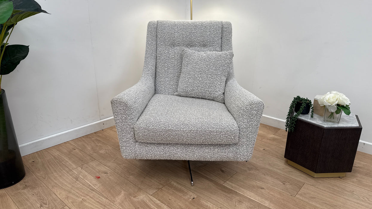 Sofology Bartello Fabric Accent Swivel Chair in Chunky Boucle Pepper