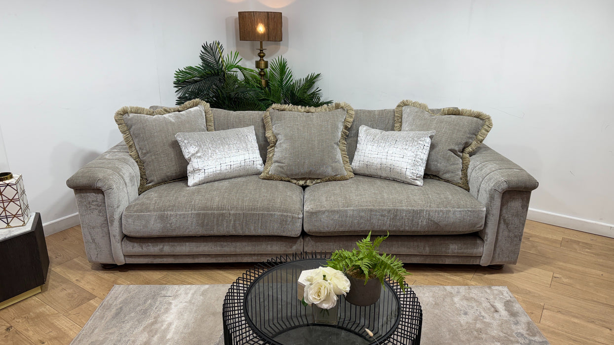 Sofology Regency Fabric 4 Seater Split Foam Seats in Luxe Chenille Stone Mix
