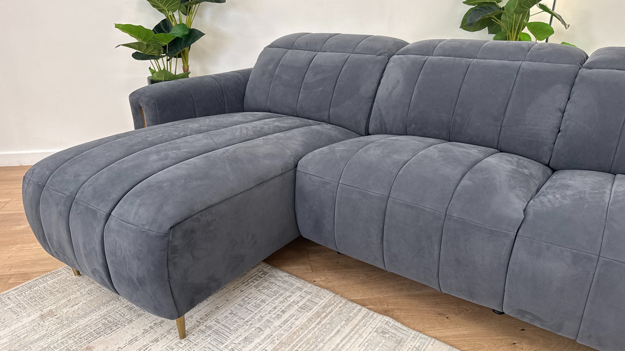 Sofology The Paramount Fabric 4 Seater Chaise Power Recliner/Headrest in Lifestyle Nubuck Feel Charcoal