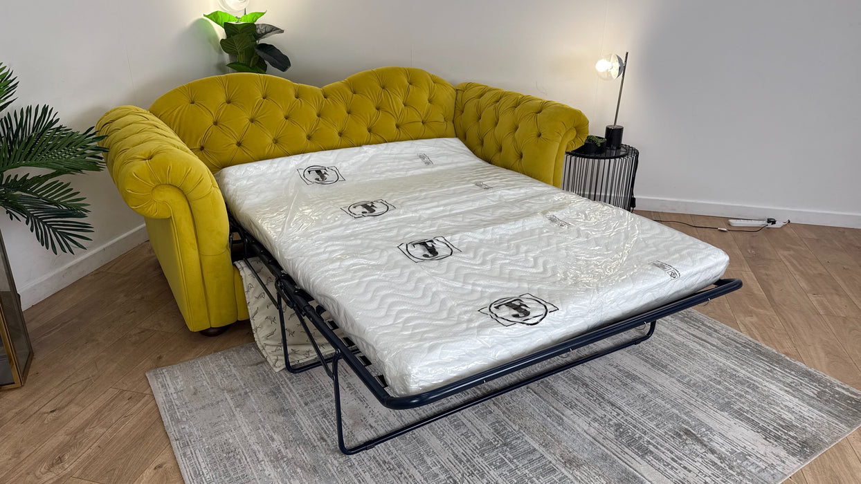 DFS The Windsor 3 Seater Fabric Sofa Bed in Velvet Yellow