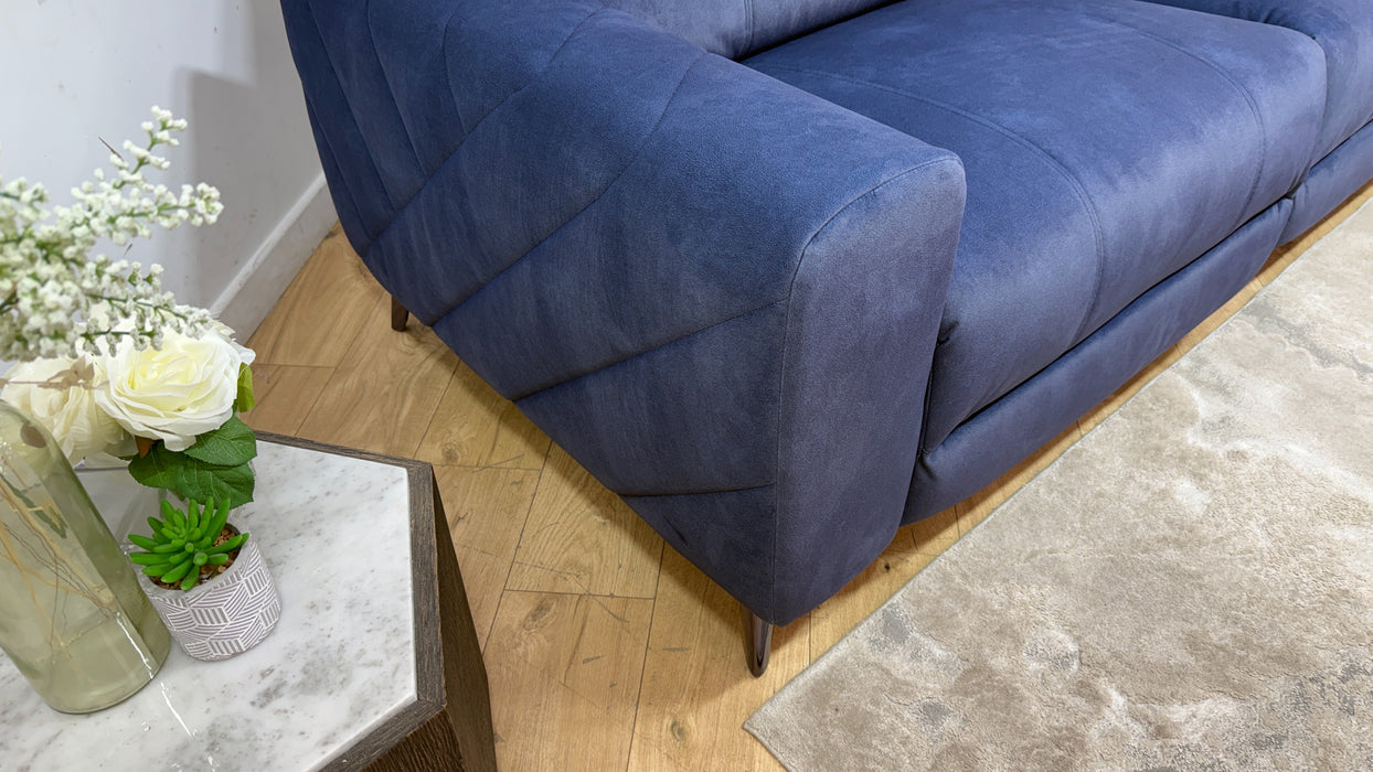 Sofology Allure Fabric 2.5 Seater Power Recliner/Headrest Lumbar Support in Lifestyle Flecked Navy