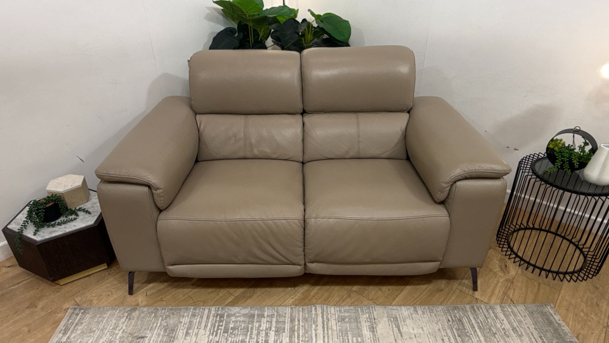 Sofology Fratelli Leather 2 Seater Power Recliner/Headrest in Trusty Embossed Stone