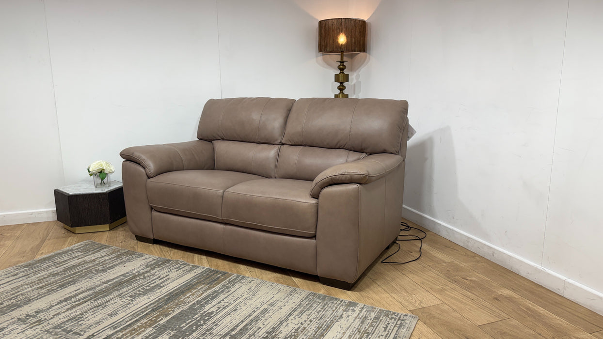 Sofology Santina Leather 2 Seater in Relaxed Soft Stone