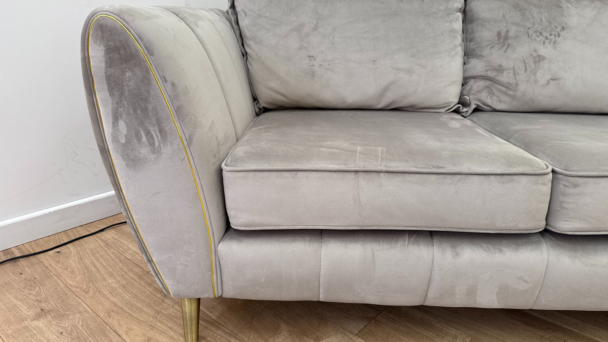 Sofology Gabrielle Fabric 2 Seater Gold Trim in Plush Pebble/Powder Ebony Mix