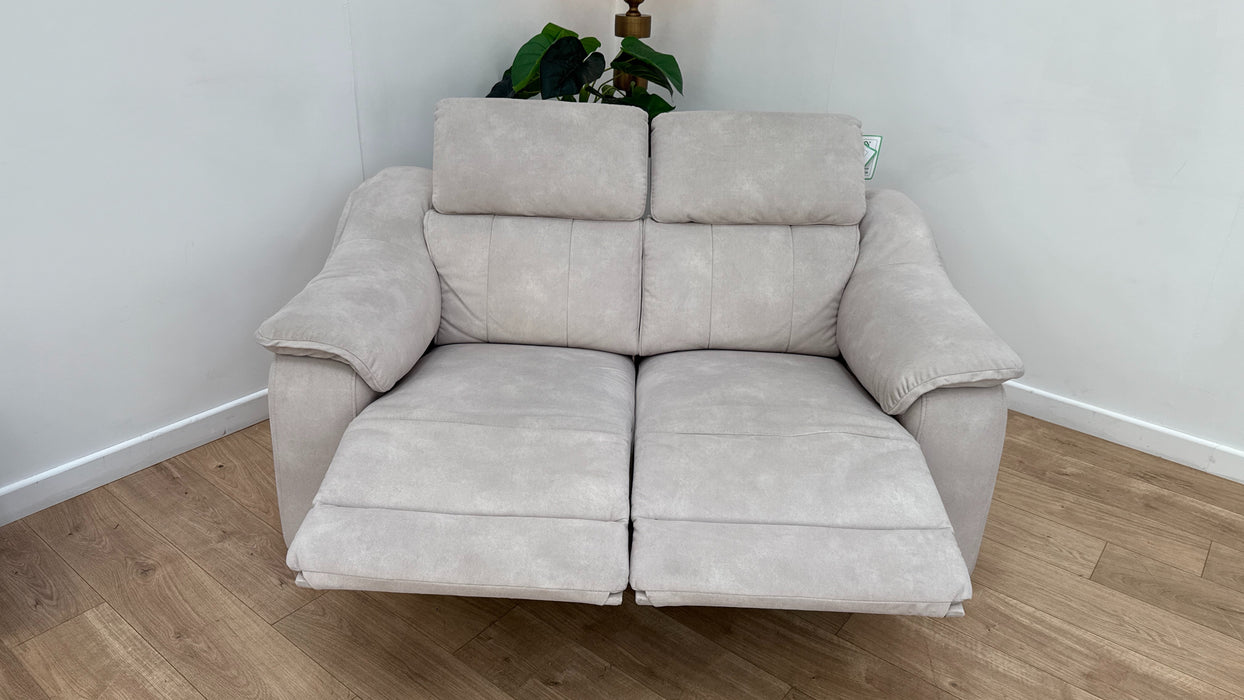 Sofology Carrera Fabric 2 Seater Power Recliner/Headrest in Lifestyle Flecked Ivory