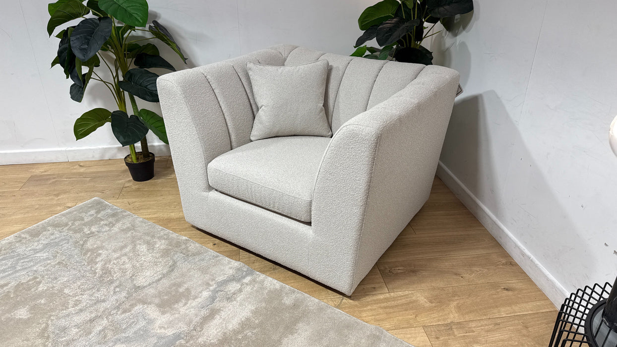 Sofology Downtown Fabric Swivel Chair in Boucle Linen