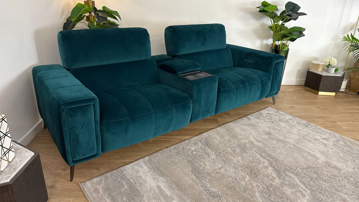 DFS Showcase Expresso 2 Seater Fabric Cinema Recliner in Velvet Teal